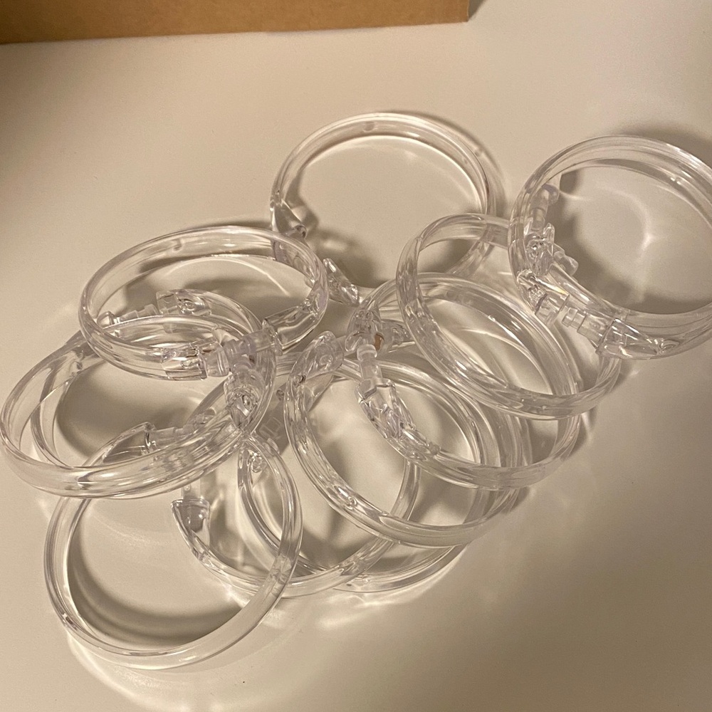 Set of 12 lucite shower rings